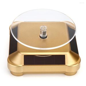 Jewelry Pouches Automatic Rotating Display Stand Solar Powered 360 Degree Turntable Holder Necklace Bracelet Watch Showcase