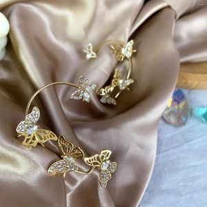 Backs Earrings Luxury Crystal Zircon Butterfly Ear Clips For Women Hollowed Design No Piercing Cuff Party Jewelry Exquisite Gift