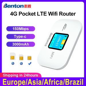 Routers Benton 4G Lte Router Wireless Wifi Portable Unlock Modem Mini Outdoor spot 150mbps Pocket Mifi Sim Card Slot Repeater 3000mah 230817