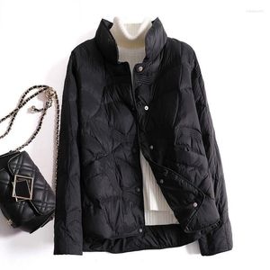 Женские траншеи Coats Winter Women Coat Ultralight Fashion Straight Down Jacket Office Lady Outwear Parkas O-образное пальто ол