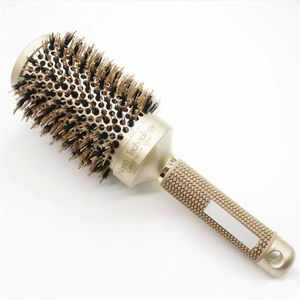 Nano Ionic Boar Bristle Hair Brushes 4 Sizes Professional Salon Styling Tools Round Comb Hairdressing Curling Round Brush Make up Tools