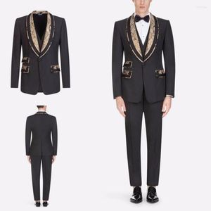 Mäns kostymer kostym homme 2023 prom middag tuxedos för bröllop mode brudgum jacquard lapel fest 3 stycken (jacka byxväst)