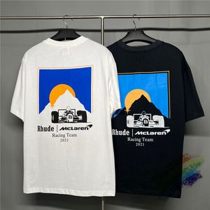 メンズTシャツSSレーシングRHUDE Tシャツ男性女性1 1高品質の特大TシャツTEE半袖230816