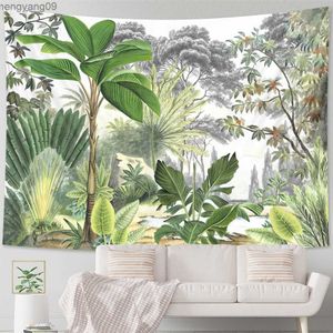 Tapisseries heminredning tapestry boho dekor tapestry med mönstrade tropiska växter palmblad blommig vägg hängande 230x180 cm R230817