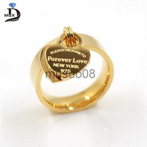 Band Rings Size 6-10 Female Love Pendant Ring Stainless Steel Gold Plating Charm Double Hearts Rings For Women Luxury Girl Jewelry J230817