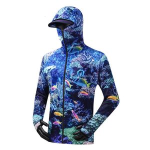 Altre merci sportive camicia da pesca a pista traspirante a secco rapido a secco antierle protezione solare di protezione solare con cappuccio professionale con maschera L230816