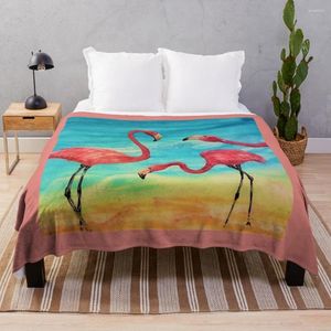 Filtar flamingo vid stranden boho fleece mål kast filt