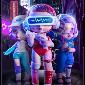 Blind Box original Laura Cyberpunk Series Toys Misterial Mistery Figura Caja Misteriosa Kawaii Model Girl Birthday Gift 230816