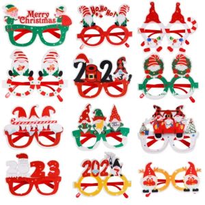 2023 CRIANÇAS Decoração de óculos de Natal Christma Decorações Photo Props Snowman Elk Party Party Glasses