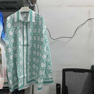 Мужские футболки Новая хип-хоп зеленая площадь рубашки Casablanca Men Women Hawaii Beach Shirt Top Tees Techwear Y2K HKD230817