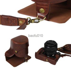 Camera Bag Accessories Ny lyxig PU-läderkamerafodral Bag For Fuji XT2 X-T3 FUJIFILM XT2 XT3 18-55 18-135 Lens med rem Öppen batteridesign HKD230817