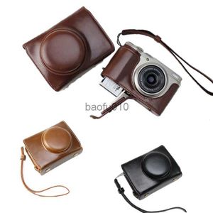 Accessori per sacchetti per fotocamera Luxury in pelle PU Borsa per telecamera per Fujifilm XF10 Fuji X-F10 Coperchio fotocamera con cinturino Black Coffee Brown HKD230817