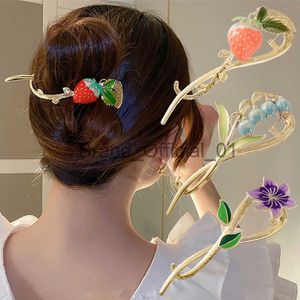 Metal Pearl Hair Clo Clip Women Hair Bun Twist Hairpin Flowers Bodband Rhinestone Banana Barrettes Hönsvagnar Hårtillbehör X0817