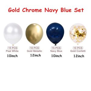 Classic 50pcs 12 Inch Metallic Gold White Pearl Balloons Baby Shower Wedding Birthday Party Navy Blue Gold Confetti Latex Balloon Decor Kid