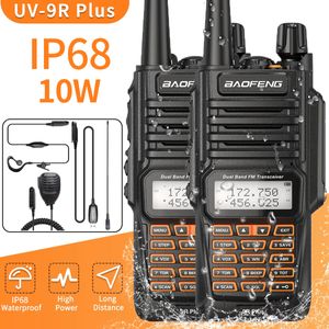 Walkie Talkie 2pcs Baofeng UV 9R плюс Hign Power Dual Band 136 174 400 520 МГц IP68 водонепроницаемый радиостанция Ham Radio BF UV9R Long Range 230816