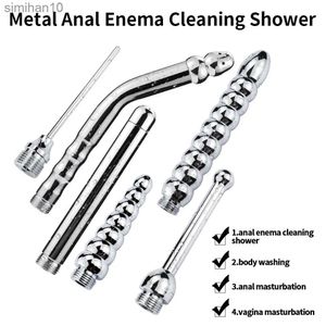 Torneiras de Bidet Toys Anal Bidet Rastreado Douche Anal Douche Limpando Inimador com 3 estilos Plugs de limpador de plugue de cabeça de cabeça Metal Metal Anal Butt Plugs Tap HKD230816