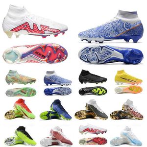 Buty piłki nożnej Buty Zooms Superfly IX 9 Elite Blueprint FG White Bonded Ledwo Green Mbappe Pack Cleat 25th Anniversary Football Boots