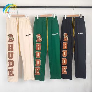 メンズパンツブラックグリーンアプリコットrhudeスウェットパンツ男性女性