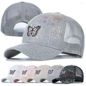 Caps de bola bonés elegantes femininos femininos Summer Trucker Hats for Women Fashion Soild Butterfly Borderyer Baseball Outdoor Streetwear Hat