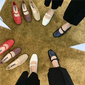 Gai Dress Bailamos Women Red Whinewight Square Toe Slip on Vintage Soft Female Shoes Ballet Flats Shoeed Sneaker Shoe 230816