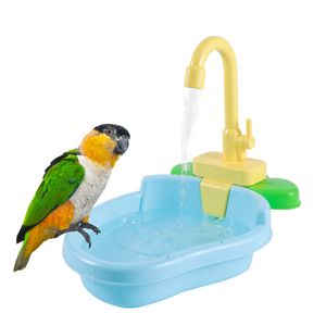 Andere Haustierversorgungen Vogelbadewanne Papagei Automatische Badewanne mit Wasserhahn Dusche Badefuttermittel Pool Versorgung 230816