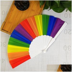 Altre forniture per feste festive Rainbow Handing Folding Folding Silk Vintage Style Design Fans Delivery Delivery Home Garden Dh29x