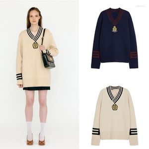 Kobiet Sweters EOS 2023 Women Navy Vintage Vintage Preppy Preppy Ivy Style Sweater Korean Fashion