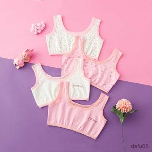 Tank Top Young Girl Underwear Bortable Cotton Tank Top for Kids Girls 'Double Layer Training Bra Student Children Sports BH R230817