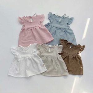 女の子のドレスベビーガールズの服の服セット夏コットンエンジェルスリーブドレスショーツシャツスーツファッショントップ+ズボンセット2PCS 0-3T