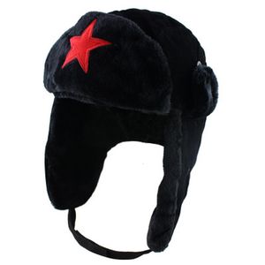 Trapper Hats Sovjet armé Militärmärke Ryssland Ushanka Bomber Hats Pilot Trapper Cap Winter Faux Rabbit pälar Earflap Snow Caps Hat 230816