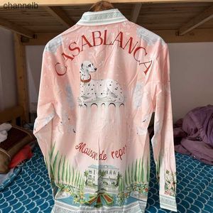 Camicie casual maschile dropshipping Casablanca Shirts Garden Spotted Cane Stampa a maniche lunghe Cardigan Holiday 3xl Hawaiian Shirt per uomini Donne HKD230817