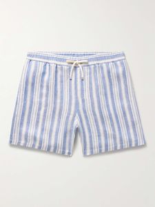 Designer Men Shorts Summer Italian Design Casual Short Pants Loro Piana White Striped Linen Drawstring Shorts Beach Wear