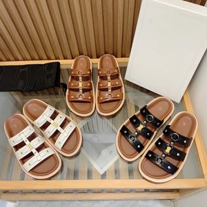 2023 Luxus-Keilsandale Triomphe Mann Mules Schuh Celiny große Größe Leder Mule Pool Kissen Slide Gladiator Damen Designer Slipper TIPPI Ferienhaus Slides Badeclog