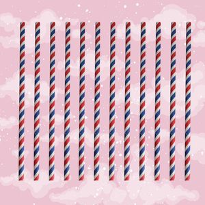 Disposable Cups Straws 200 4th Of July Paper Blue White Striped Biodegradable Drinking For Memorial Day Patriotic Americana