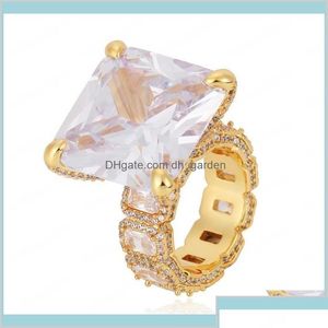 Anelli di banda Europa e America Yellow Gold Plasso Bling Ice Out Big Diamond Cz Stone per bei gioielli Z209S DR1GP Delivery Delivery Delivery Dhivp