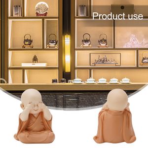 Decorative Objects Figurines Buddhist Small Monk Statues Figurine Sculpture Handmade Car Home Decoration Yoga Mandala Tea Pet Ceramic Crafts 230816