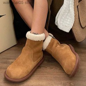 Boots 2023 Winter Ankle Flats Chelsea Boots Women Shoes Plush Warm Snow Non Slip Platform Goth Retro New Fashion Femme Zapatillas T230817