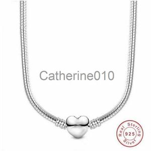 Pendanthalsband hjärta 925 Sterlsilver Snake Chain Halsband Secure Ball Clasp Beads Charms Chocker Necklace For Women Men Weddiy Jewelry J230817