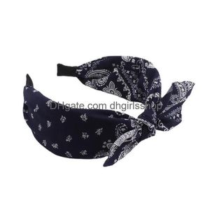 Headbands Ethnic Style Totem Printing Women Rabbit Ears Cloth Bow Headband Girls Hair Head Hoop Bands Accessories For Girl Headwear Dr Dhb81