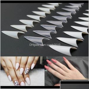 Dicas de 500pcs de pregos falsos com 10 tamanhos unhas estiletto francês acrílico abs artes