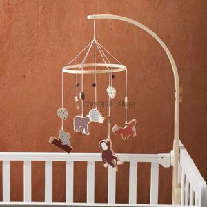 Baby Wooden Bed Bell Forest Animal Hanging Music Rattles Toy 0-12 month Baby Crib Bed Bell Holder Arm Bracket Gift HKD230817