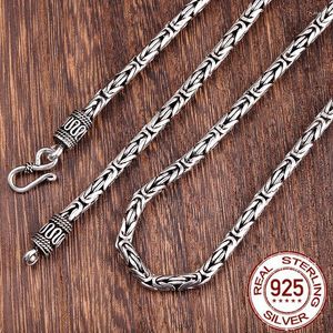 Kedjor Pure 925 Sterling Silver Men Necklace Vintage Punk Style Thai Heavy Chain Manliga kvinnor Fina smycken gåvor