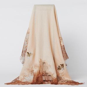 Scarves Japanese Fashion Retro India Hand-embroidered Scarf Women Hollow Lace Wool Shawl Dual-use Warmth