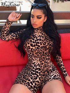 Damen -Jumpsuits Rolren Long Sleeve Tiger Leopard Print Sexy Bodycon Playsuit Herbst Winter Women Streetwear Club Körper Herbst niedliche Outfits T230817