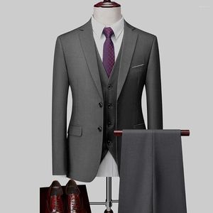 Мужские костюмы Terno mmasculino opplos Men Suit Prom Tuxedo Slim Fit 3 Piece Groom Wedding for Custom (жилет брюк куртки)