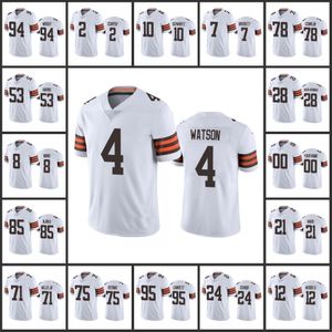 Clevelandbrownsmen 4 Deshaun Watson 2 Amari Cooper 21 Denzel Ward 24 Nick Chubb 85 David Njoku Women Youth White Custom Vapor Limited Jersey