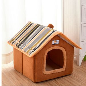 犬小屋のペン大型ペットドッグベッドキャットハウス洞窟快適なプリントケンネルマットのための冬の夏の折りたたみ式猫供給230816