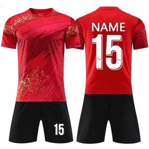 Utomhus-t-shirts män pojkar fotboll uniformer ungdomar futbol kitsteam fotboll tröjor sätter barn aldult fotboll tee skjorta shorts kostym anpassning 230817