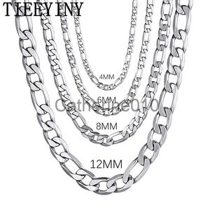 Pendant Necklaces TIEEYINY Men's 925 SterlSilver 4MM/6MM/8MM/12MM Figaro Chain Necklace 16-30 Inch Fashion High End Necklace Jewelry Gifts J230817