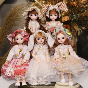 Bonecas BJD Doll de 30 cm de junta para meninas Conjunto completo 20 Corpo móvel com roupas de moda Sapatos de peruca Vestir Baby DIY Toys 230816